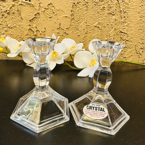 2 Pcs Michael C. Fina Fifth Avenue Vintage 24% Lead Crystal Candle Holders - Picture 2 of 9
